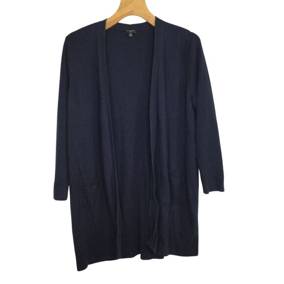 Talbots Sweaters - Talbots Womens Open Front Knit Cardigan Sweater L/S Pima Cotton Blue Size XLP